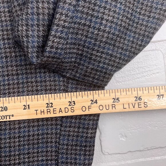 Chaps Blazer‎ Men 46R Blue Gray Houndstooth Lambswool Classic Career Jacket - Picture 9 of 13